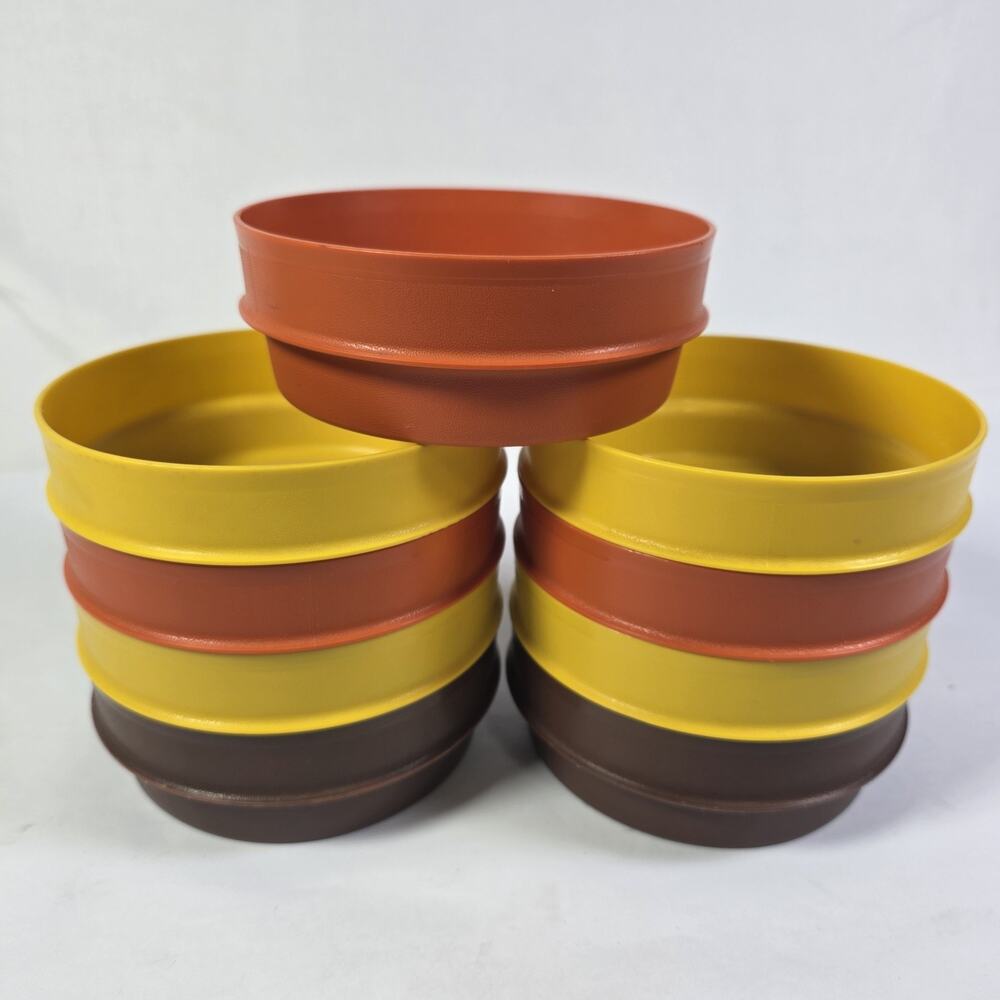Vintage Tupperware Cereal Bowls Lot of 9 Harvest Colors Retro Stackable Bowls